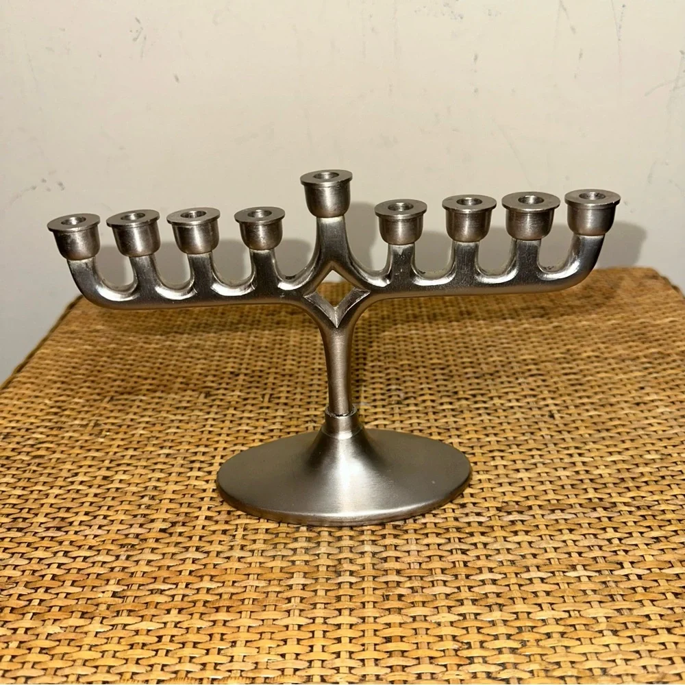Restoration Hardware RH Hanukkah Menorah Hanukkiah Candelabra 5.5 x 8 in Silver